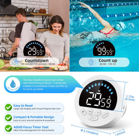NOKLEAD compact timer with a blue progress bar for ADHD-friendly time awareness.