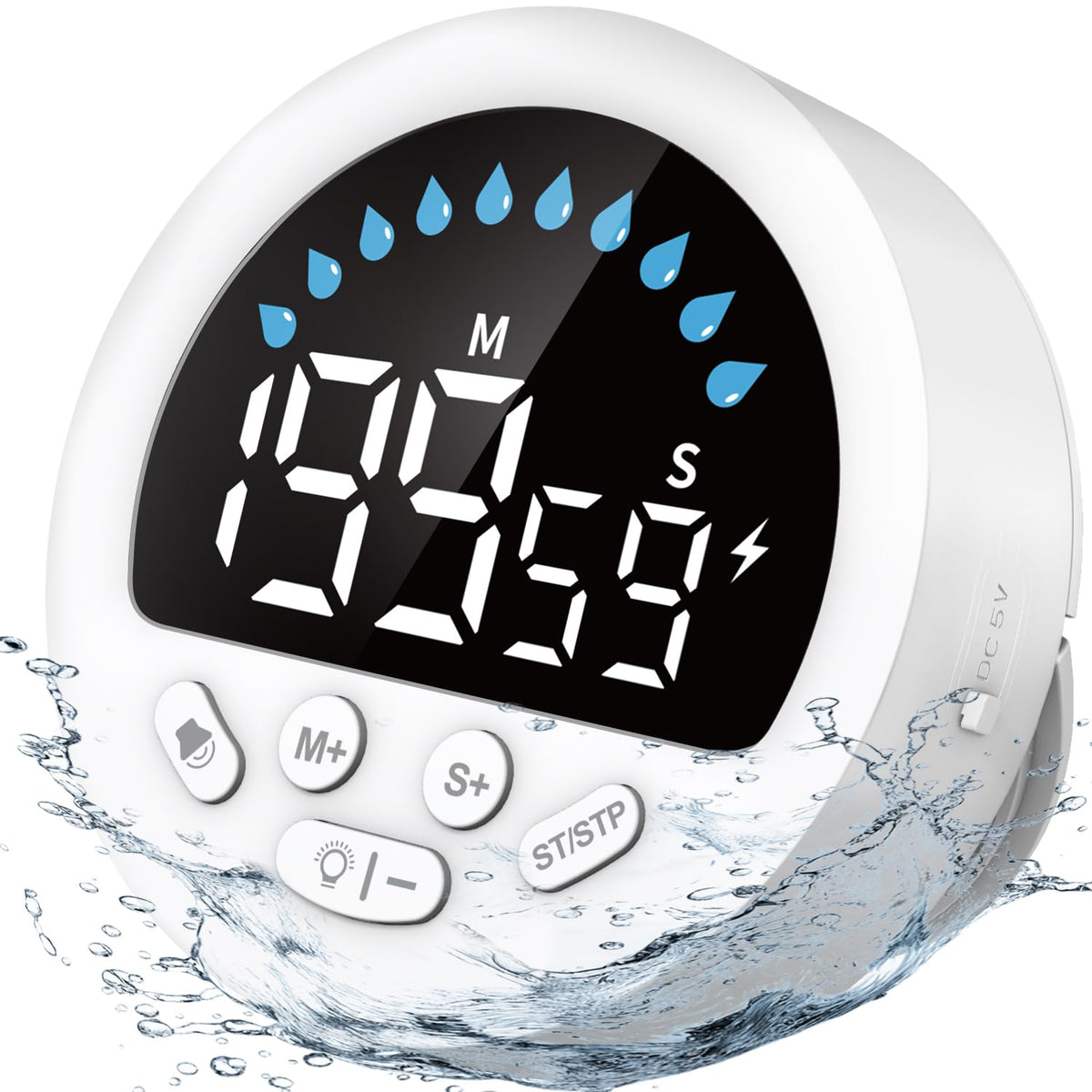 NOKLEAD waterproof timer with bright LED display for easy time management in the shower.