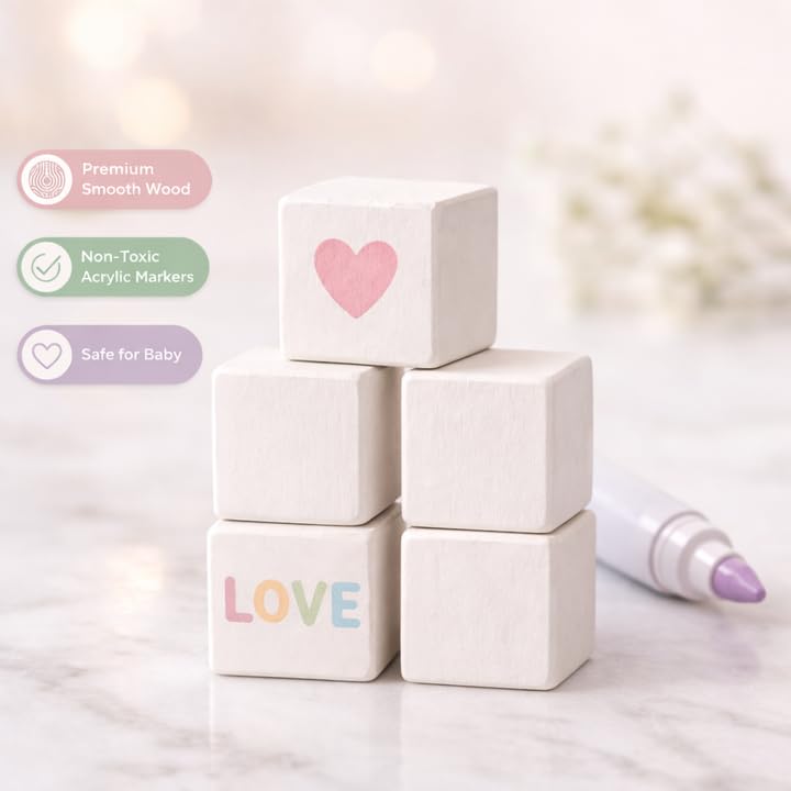 Nolia blocks on table enhance a chic shower centerpiece