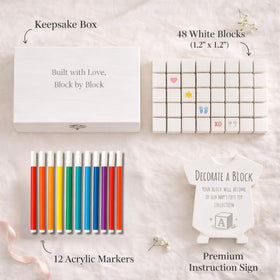Nolia storage box keeps decorated blocks as a keepsake