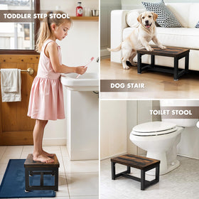 NomNest Step Stool wood and steel construction for durability.
