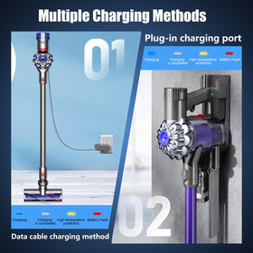 Nonbliep Dyson V6 battery held in hand to show compact design
