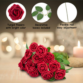 NONMON centerpieces with foam rose accents enhancing event decor