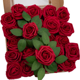 NONMON dark red foam rose close-up for lifelike petals and easy bouquet crafting