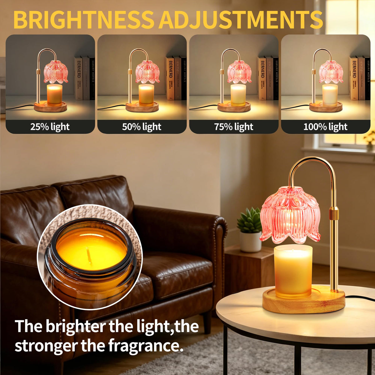 NONVJJ Flower Candle Warmer Lamp compatible with large jar candles up to 7.08 inches