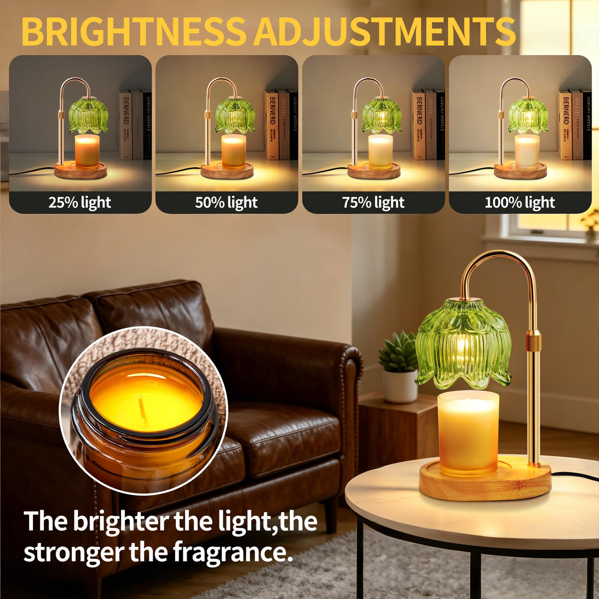 NONVJJ Flower Candle Warmer Lamp compatible with jar candles and wax melts.