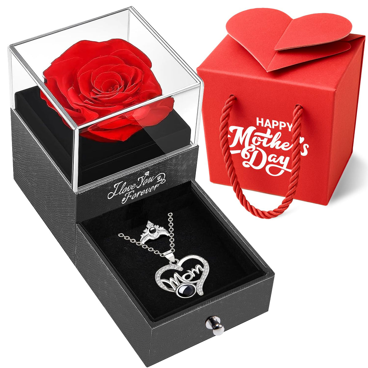 Norcalway preserved rose necklace in a gift box for a timeless keepsake