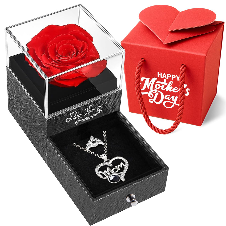 Norcalway preserved rose necklace in a gift box for a timeless keepsake
