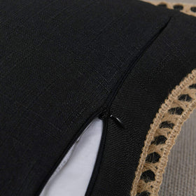 NordECO HOME burlap linen trim pillow cover highlights vintage texture.