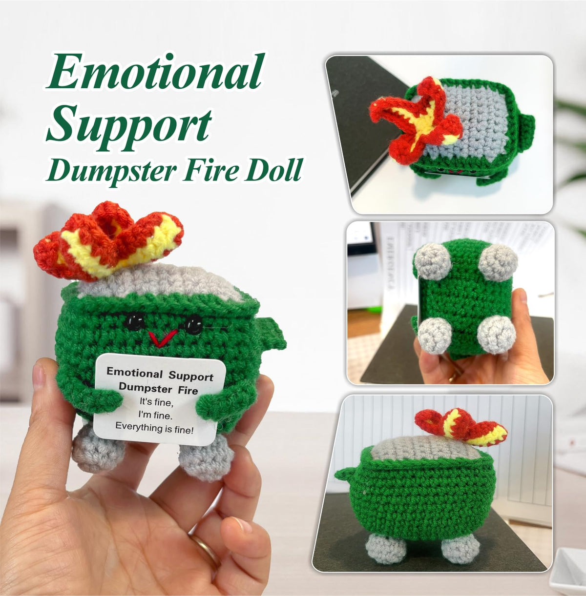Nordkawa handmade-knit dumpster fire emphasizes cozy, soft textures.
