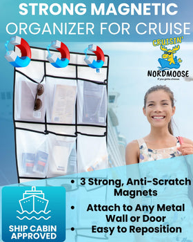 Nordmoose 15-pocket mesh storage for toiletries, shoes, and baby items on board.