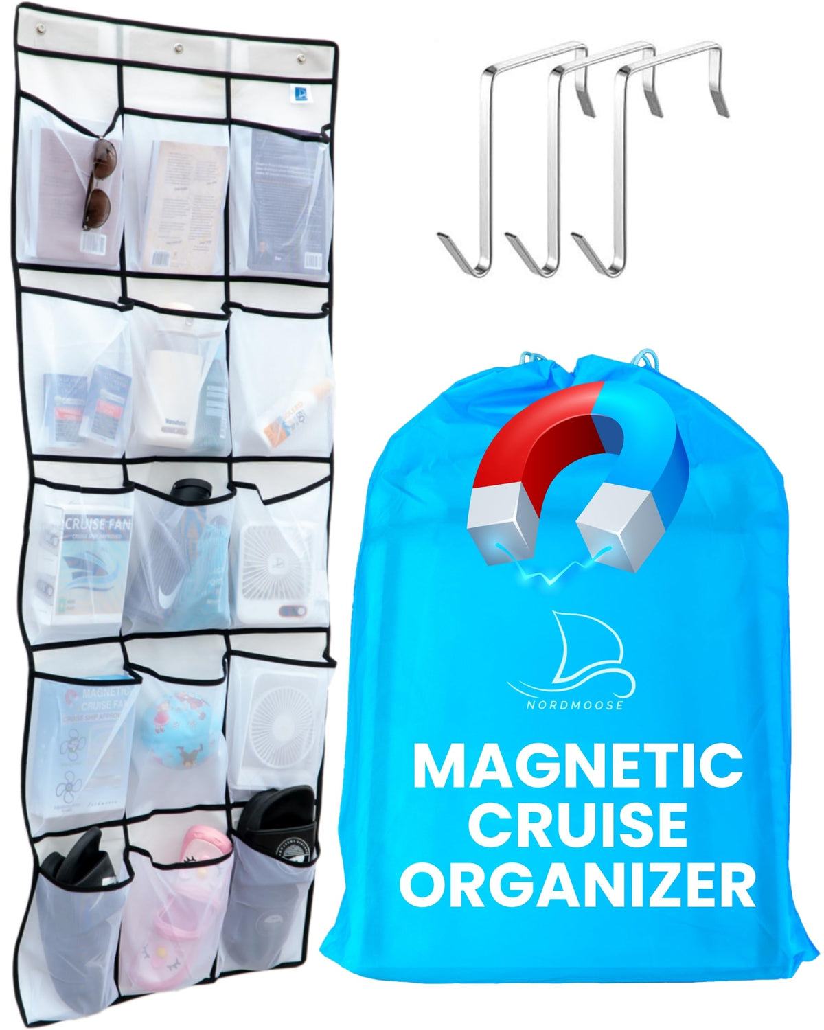 Nordmoose cruise door organizer with magnets attaching securely for clutter-free cabins.