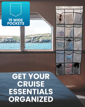 Durable mesh and reinforced stitching keep cabin essentials organized during cruises.