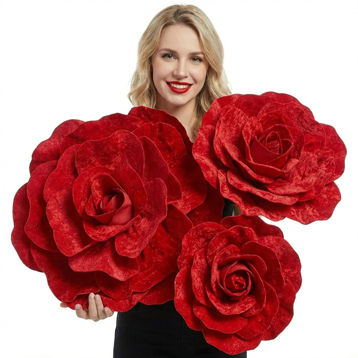 Norme giant artificial rose 12-inch bloom close-up for vivid, maintenance-free decor.