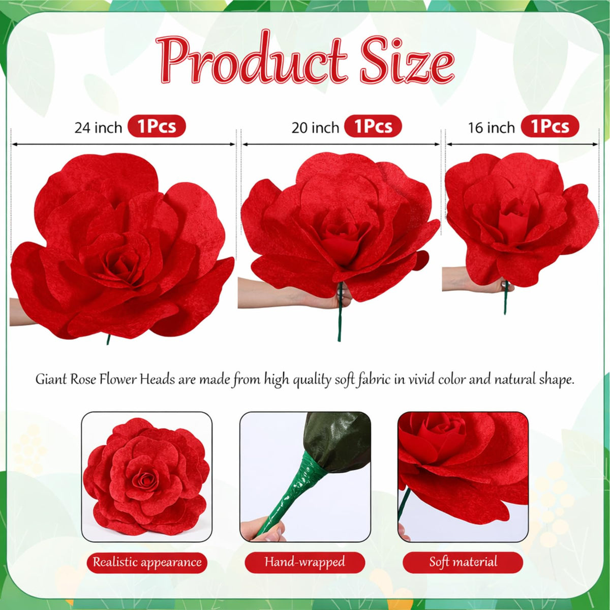Norme giant artificial rose 16-inch bloom displayed on stem for flexible wedding styling.