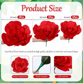 Norme giant artificial rose 16-inch bloom displayed on stem for flexible wedding styling.