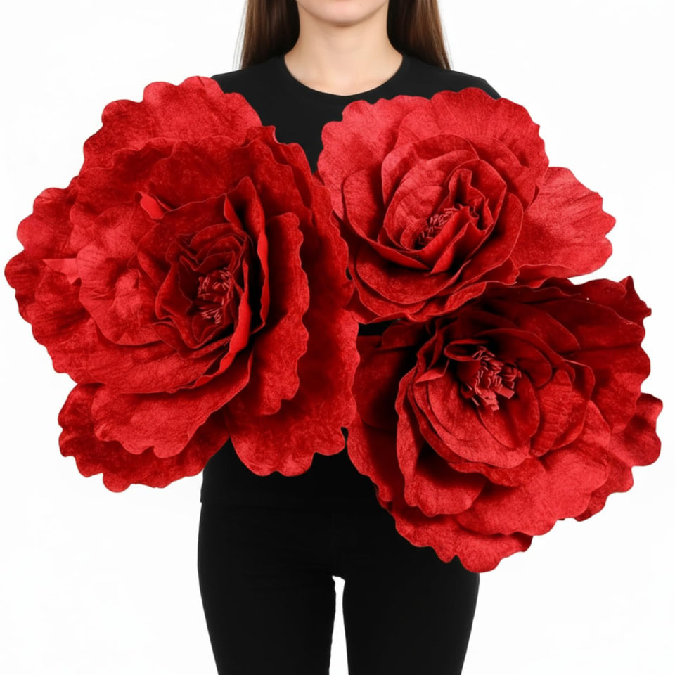 Norme giant velvet rose 12-inch red arch centerpiece for romantic weddings