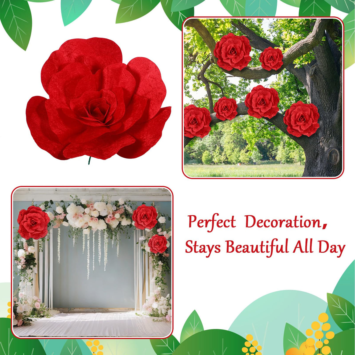 Norme lightweight giant rose for easy relocation and flexible decor rearrangements.