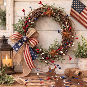 Norme vintage Americana branch with rusted stars for year-round decor