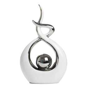 Norrclp abstract ceramic statue, small front view, adds modern color to dining setup.