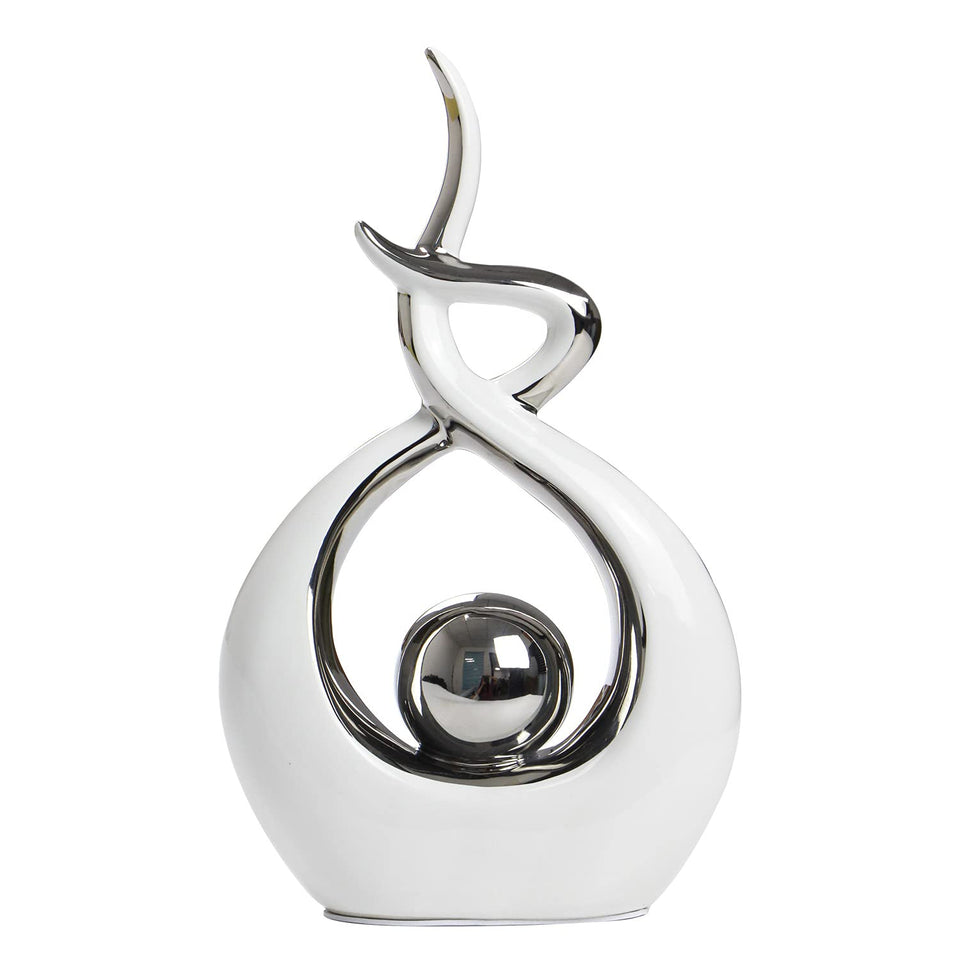 Norrclp abstract ceramic statue, small front view, adds modern color to dining setup.