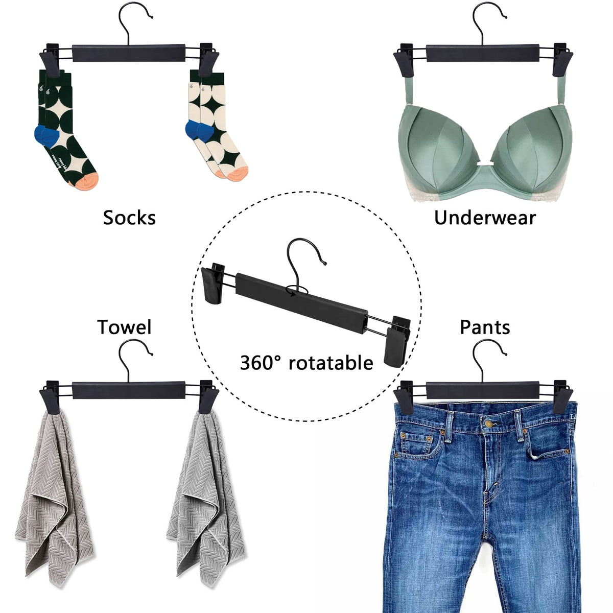 NORTHERN BROTHERS jeans hangers with 360 degree swivel hook for flexible closet setup