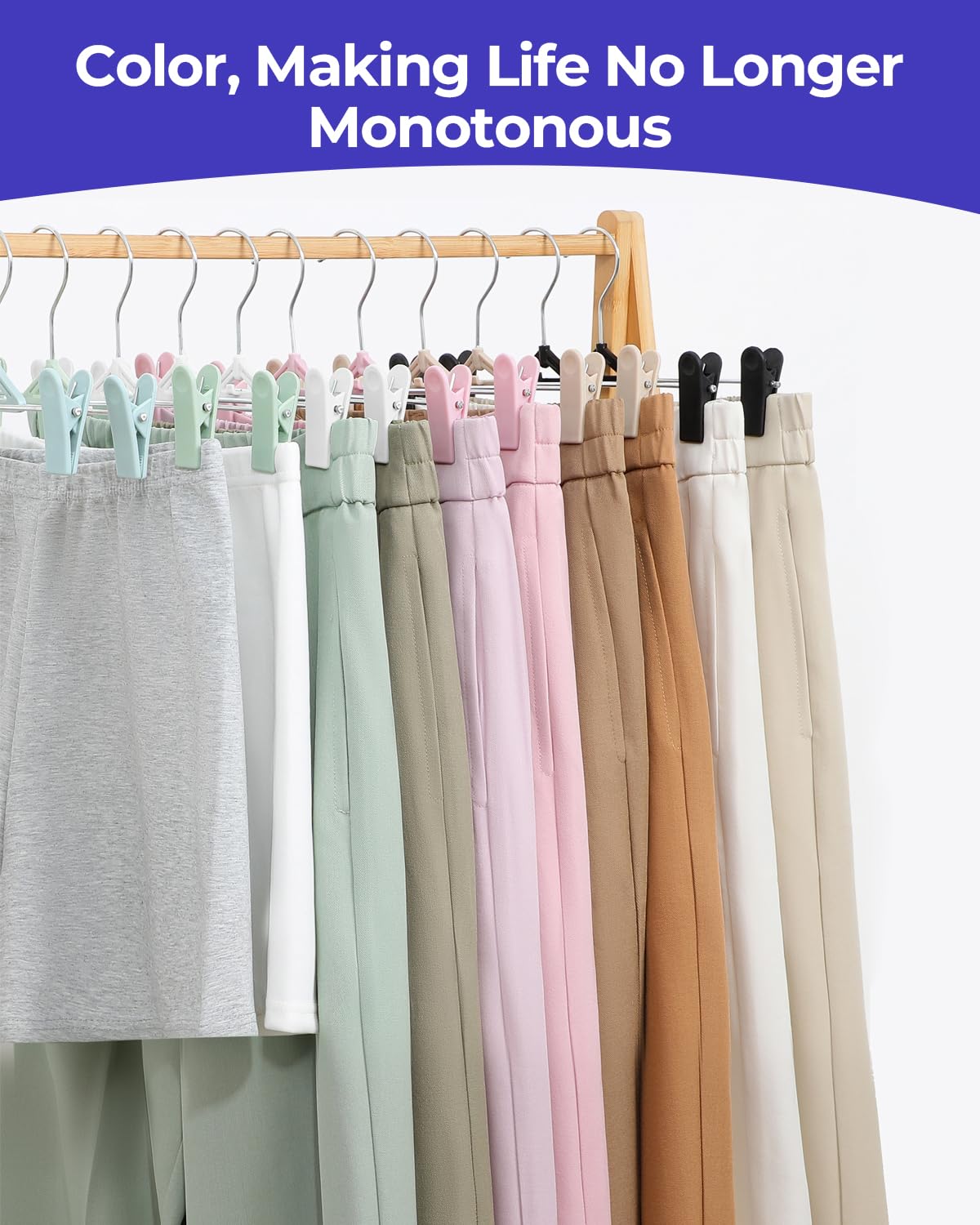 Northern Brothers pant hangers in black with colorful appearance options brighten storage