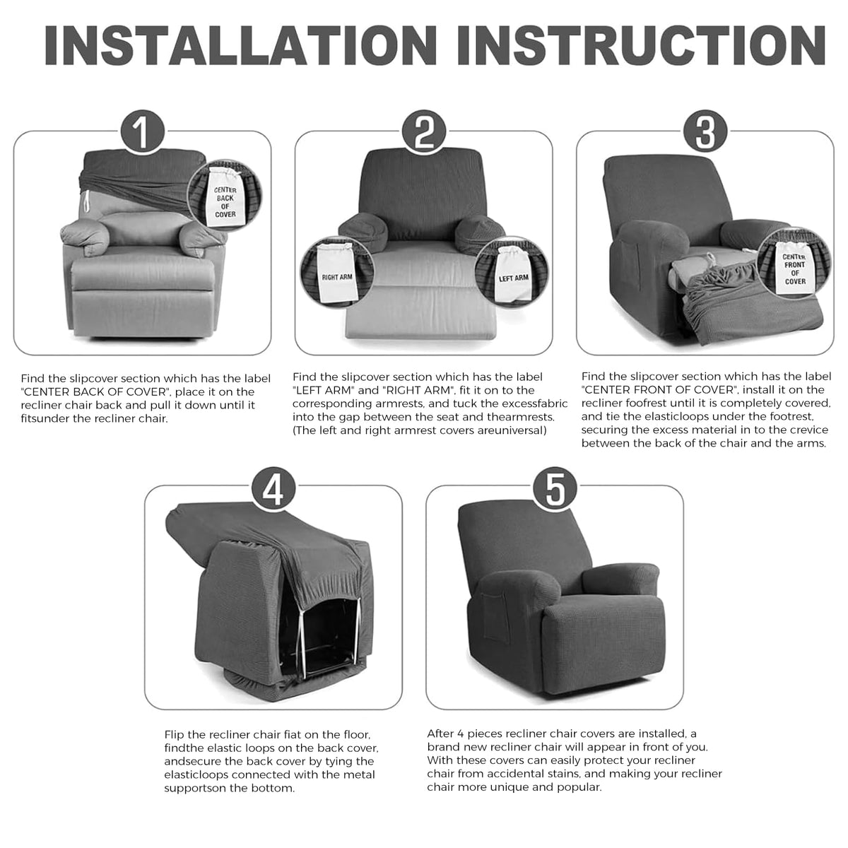Northern Brothers recliner cover fits various recliners thanks to stretch fabric.
