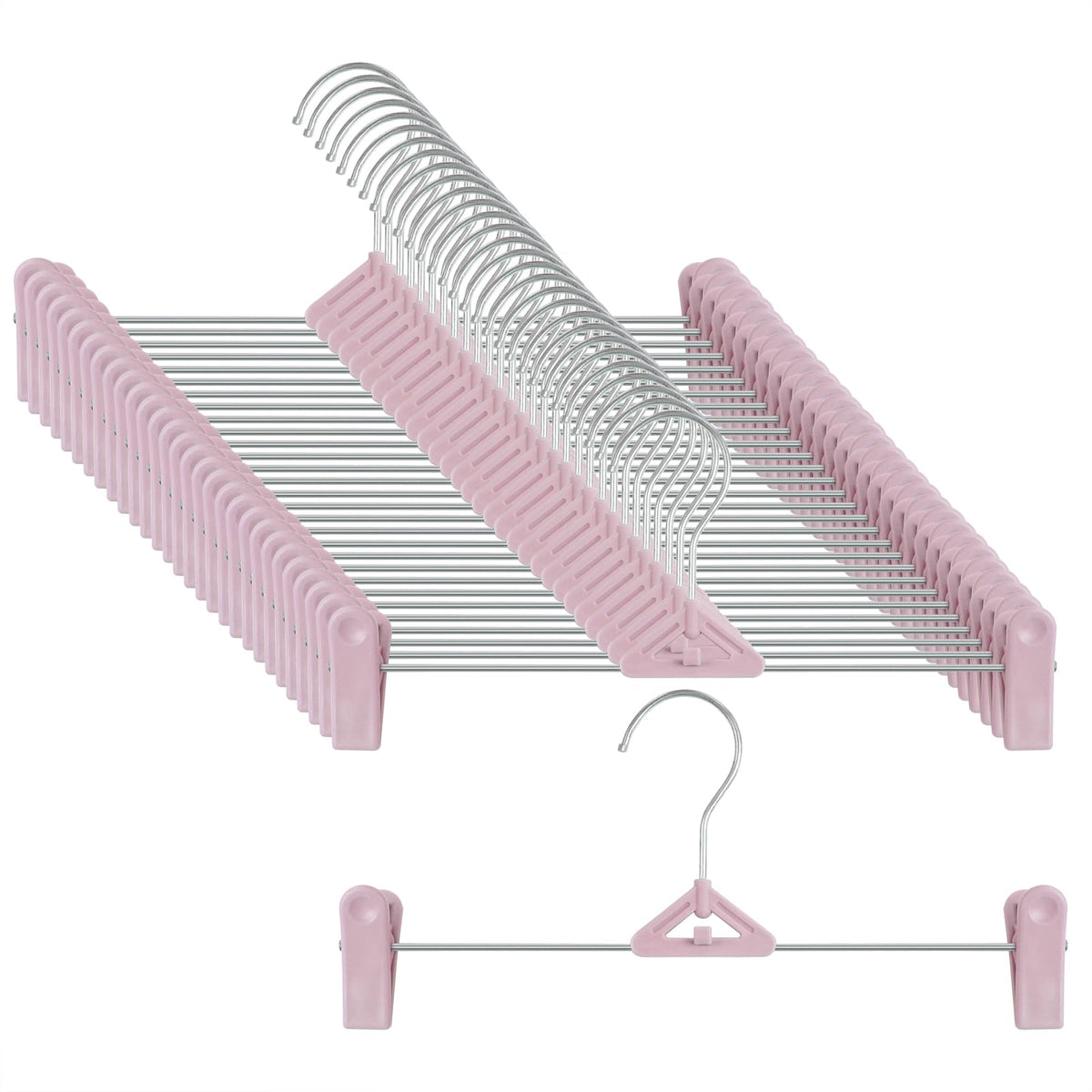 NORTHERN BROTHERS pink skirt hangers with clips securely grip garments