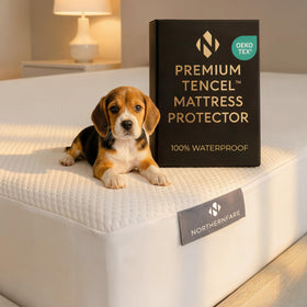 NORTHERNFARE king-size waterproof mattress protector shields against spills for a clean night.