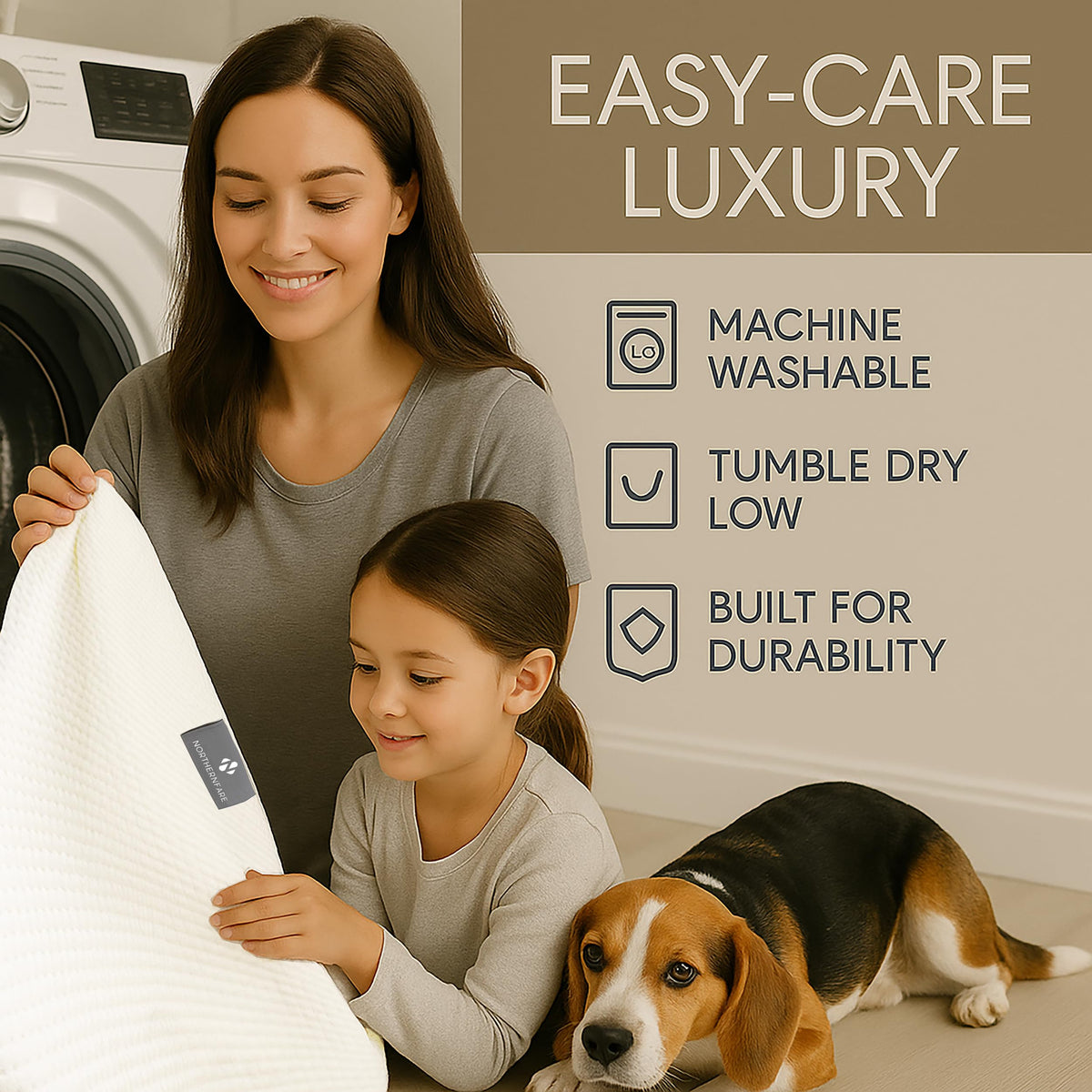 NORTHERNFARE machine-washable protector stays fresh after laundry.
