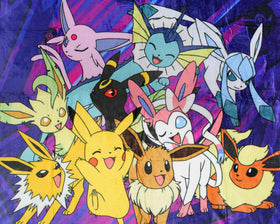 Northwest Eevee evolutions design close-up featuring vibrant characters.