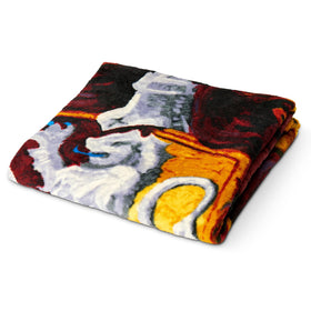 Northwest Harry Potter throw blanket edge graphic closeup highlights bold colors for standout decor.