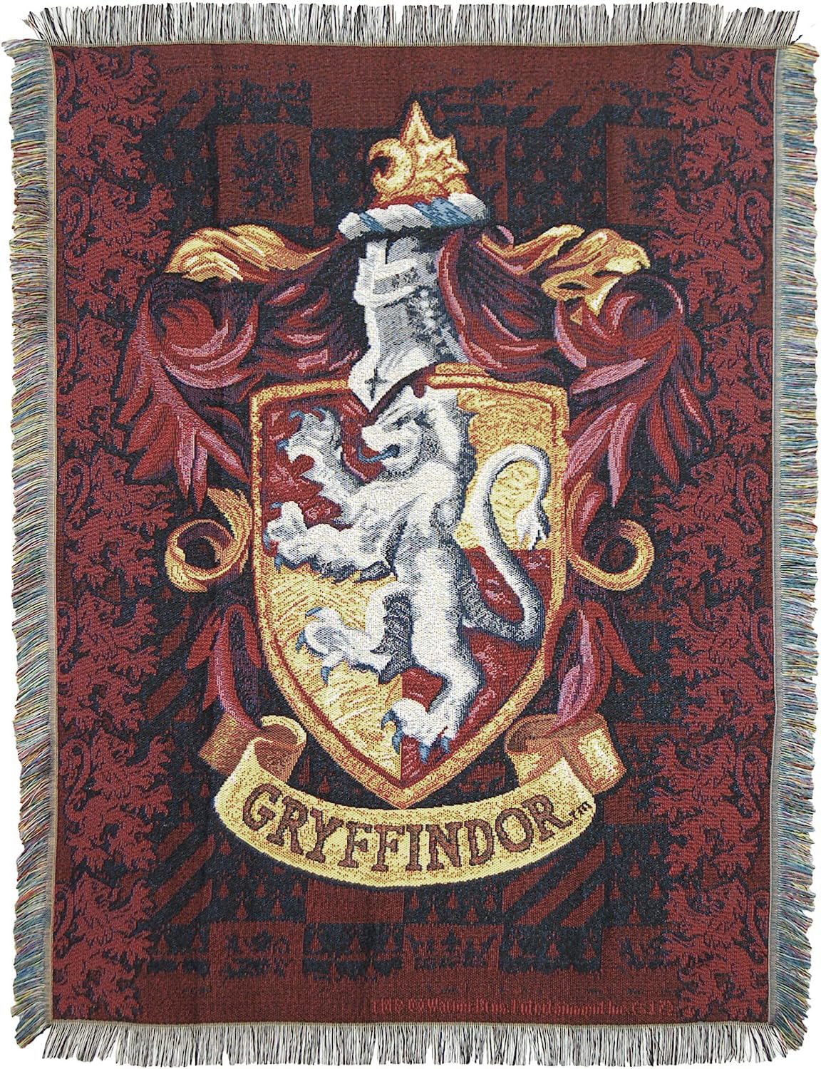 Northwest Gryffindor Shield tapestry throw front view adds cozy living room style.