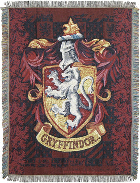 Northwest Gryffindor Shield tapestry throw front view adds cozy living room style.