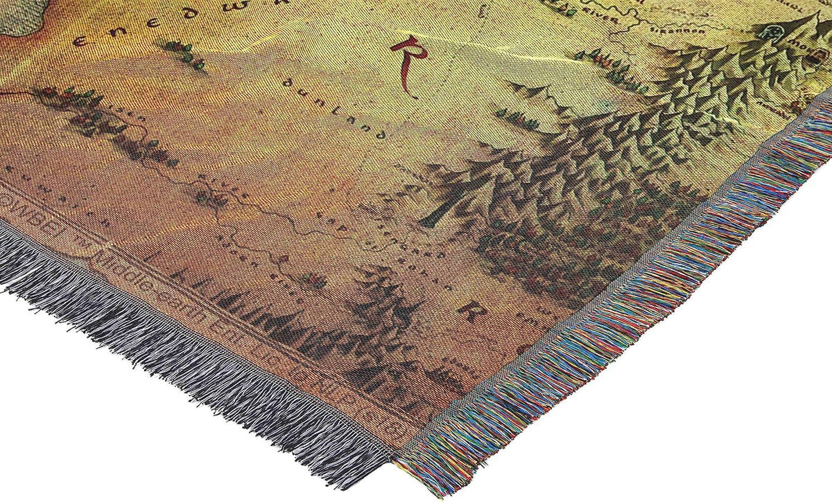 Northwest Hobbit tapestry throw fringes detail on decorative edge