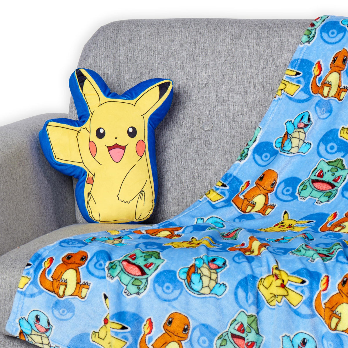 Northwest Pikachu close-up hugger pillow adds cuddly couch comfort.