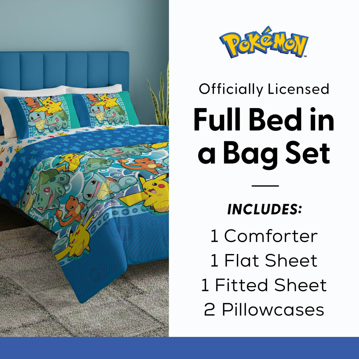 Northwest Pokemon First Starters bed set highlighting Bulbasaur for themed bedding.