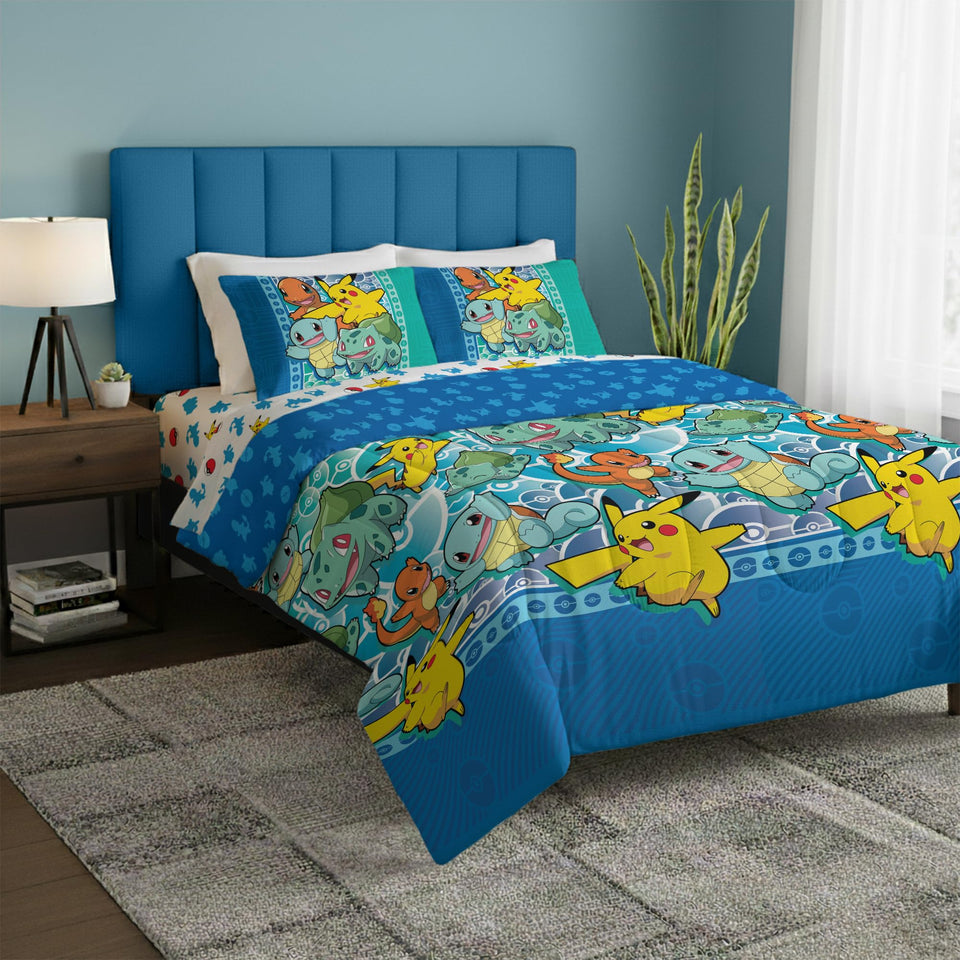 Northwest Pokemon First Starters bed set with Pikachu, ideal for kids' rooms.
