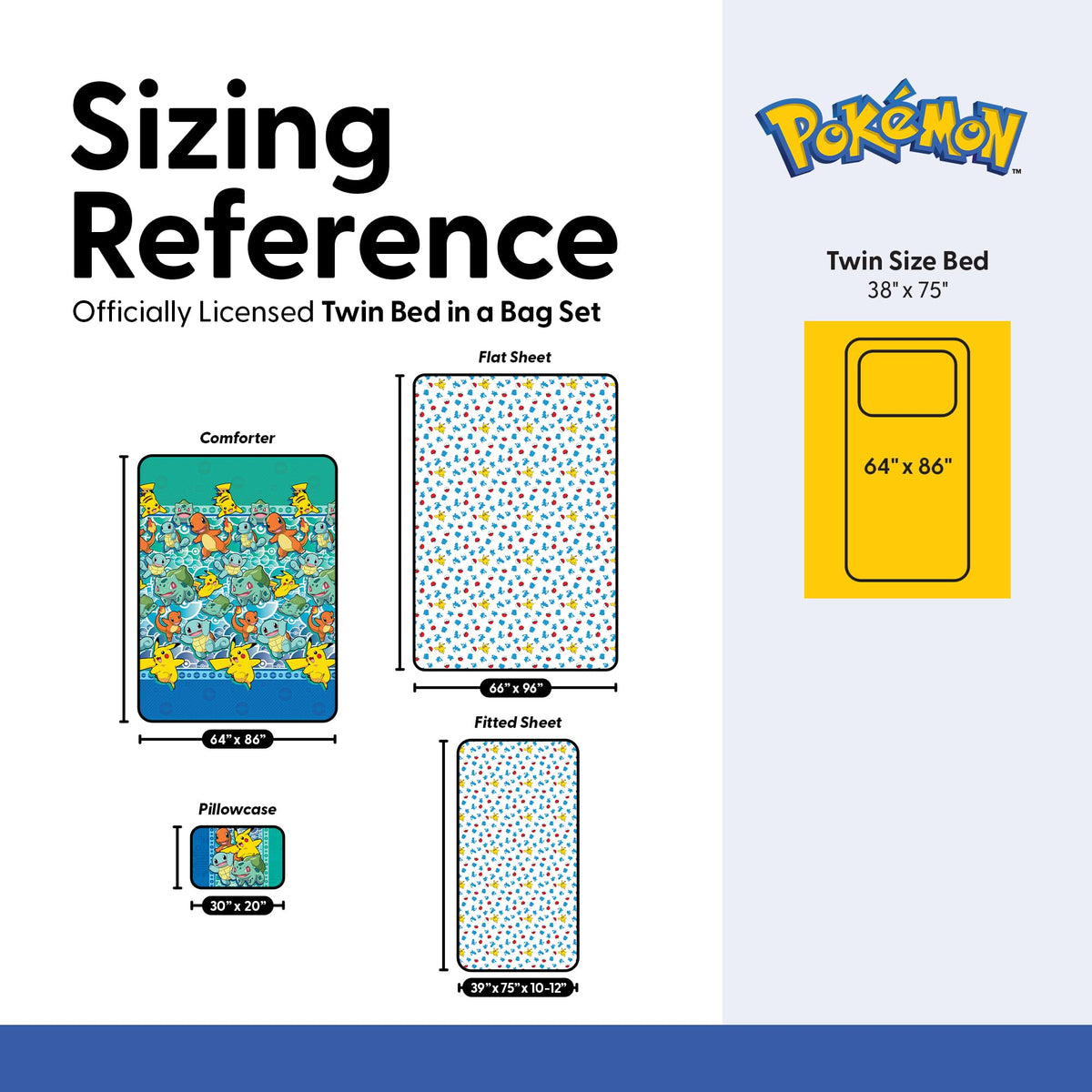 Northwest Pokemon First Starters bedding set packaging highlights full twin set