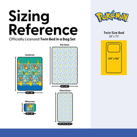 Northwest Pokemon First Starters bedding set packaging highlights full twin set
