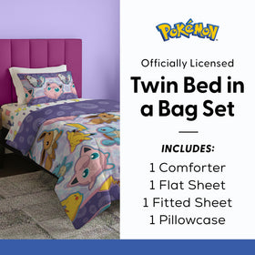 Pillowcase featuring Pikachu and Eevee against a bright bedding backdrop.