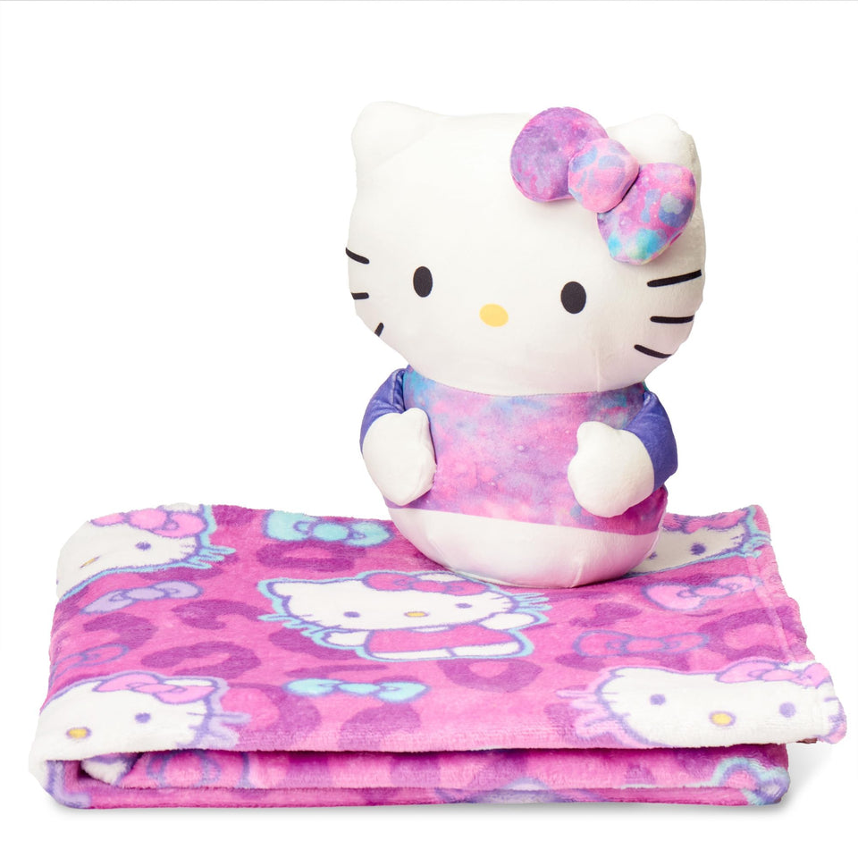 Northwest Sanrio Hello Kitty throw pattern on blanket, perfect for cozy movie nights