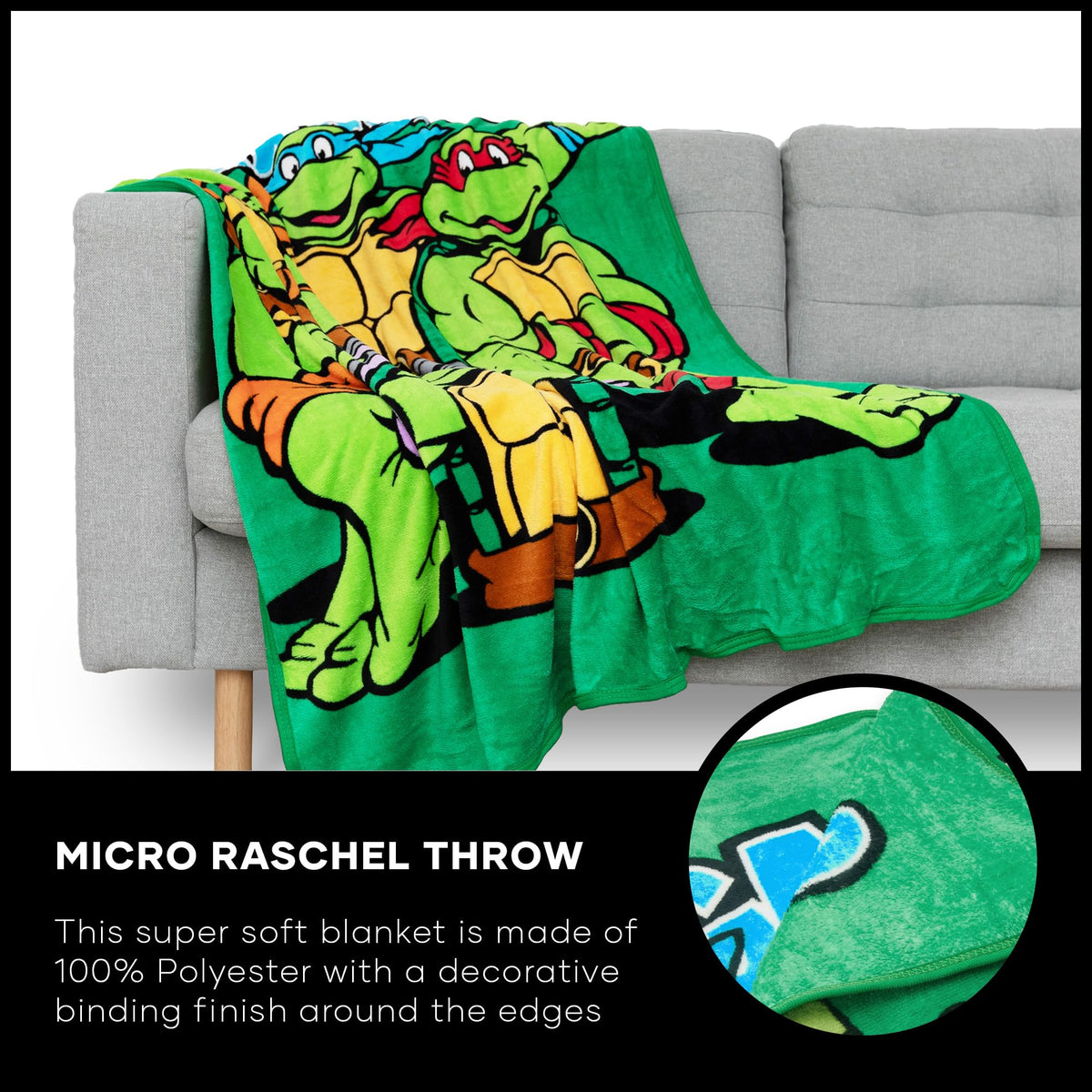 Northwest TMNT throw on couch inspires cozy family time and reading