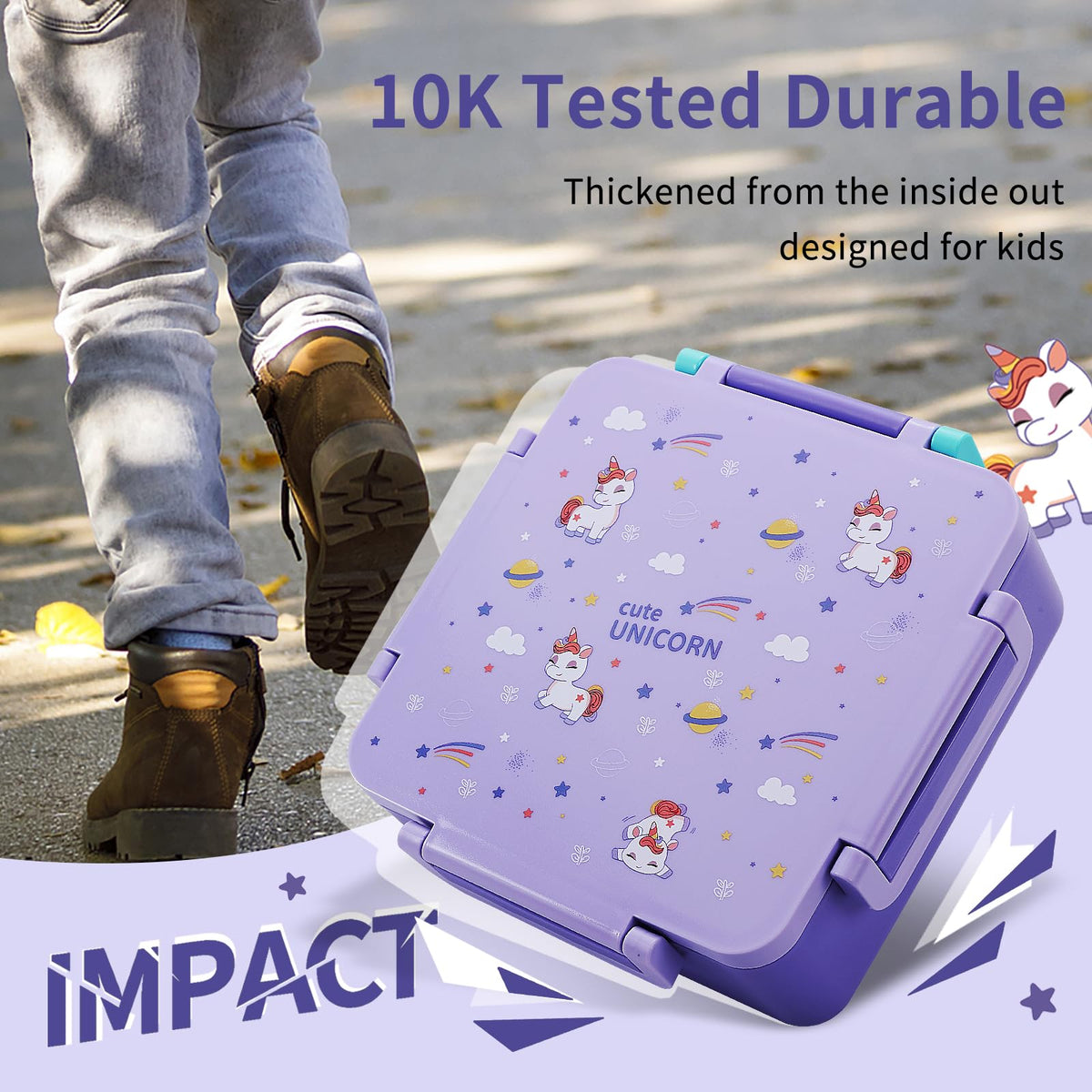 Drop-proof shell protects Norxely lunch contents during playtime