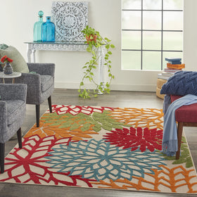 Nourison Aloha green rinse-and-air-dry feature supports easy maintenance.
