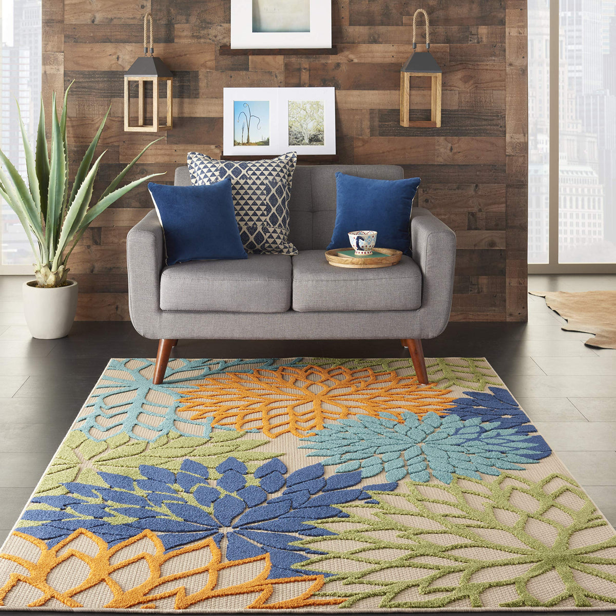 Nourison Aloha rug featuring textured high-low weave adds depth to entryways