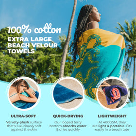 Nova Blue tropical design with bright colors for poolside lounging.