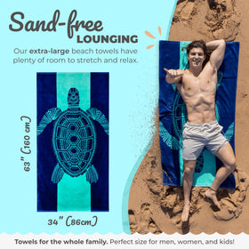Nova Blue Turtle Beach Towel 34x63 inch size for lounging