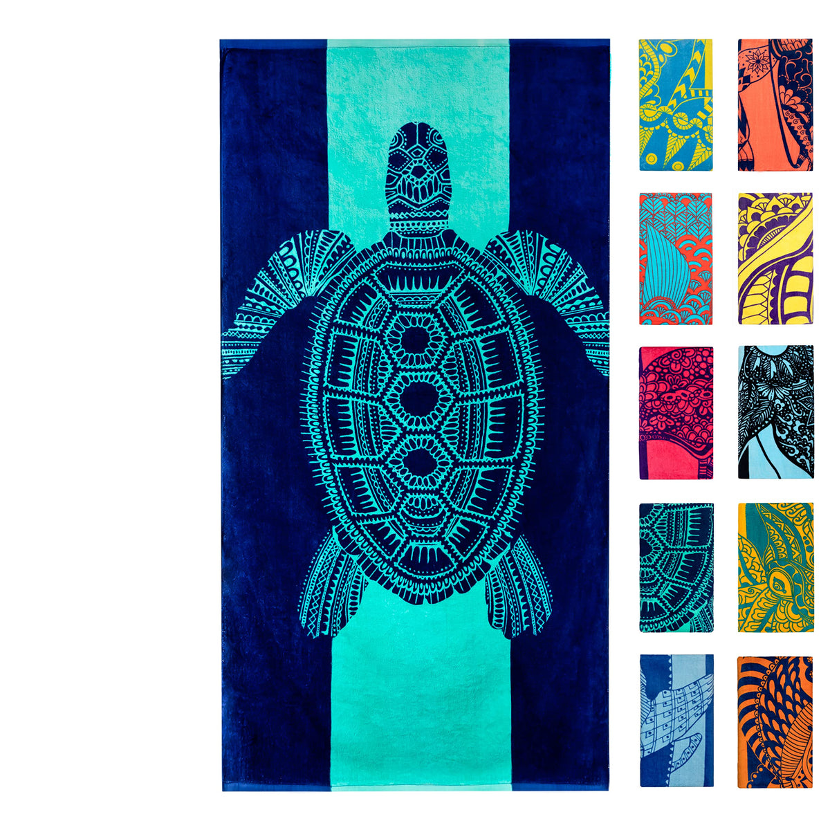 Nova Blue Turtle Beach Towel with tropical aqua stripes for sunny days